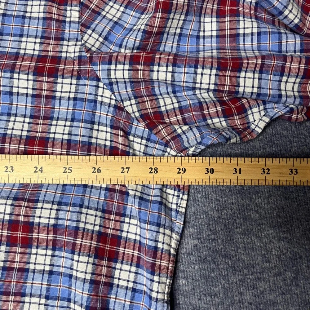 Polo Ralph Lauren Plaid Button Down Shirt Mens 2XB Blue Red Long Sleeve Big Tall